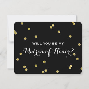 Invitation Dame de honneur du noir de confettis de parties