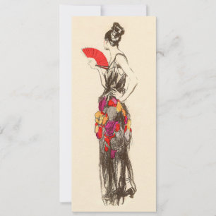 Invitation Dame de mode vintage, tenue de printemps pour fête