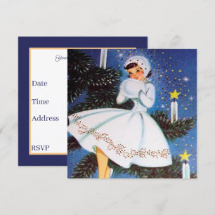 Invitation dame de Noël rétro vintage ajoutez des information