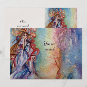 Invitation DAME DU LAC rose violet blanc champagne