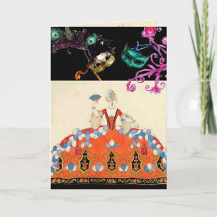 INVITATION DAME ORANGE BAL MASQUÉ DU MARDI GRAS MASQUES