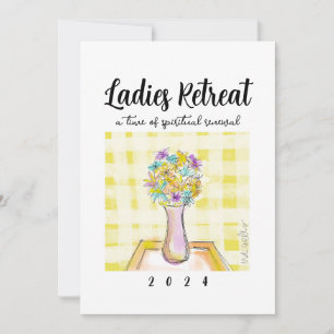 Invitation Dames Retraite design avec Fleurs sur une table
