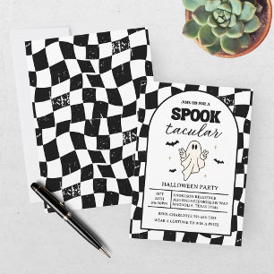 Invitation Damier Rétro Spooktacular Halloween