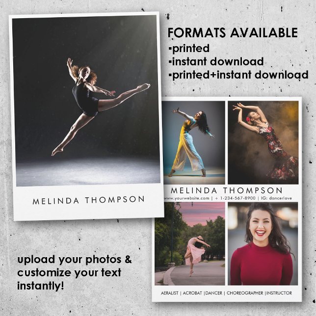 Invitation Dancer Choreographer Comp Card 5 Photo Headshot (Dancer Choreographer Comp Card 5 Photo Headshot)