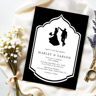 Invitation Dancing Couple Illustration noir blanc Mariage