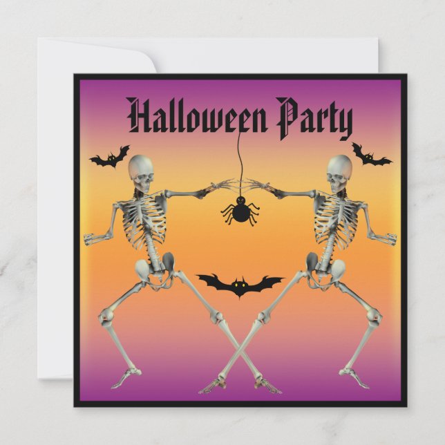 Invitation Dancing des squelettes amusants Fête d'Halloween (Devant)
