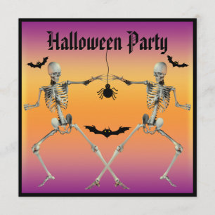Invitation Dancing des squelettes amusants Fête d'Halloween