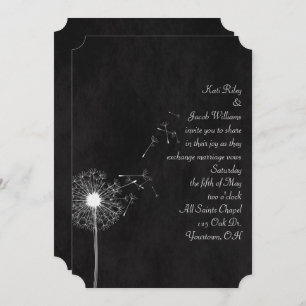 Invitation Dandelion blanc sur noir