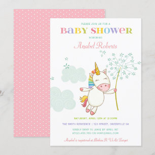 Invitation Dandelion d'invitation de Baby shower de licorne d