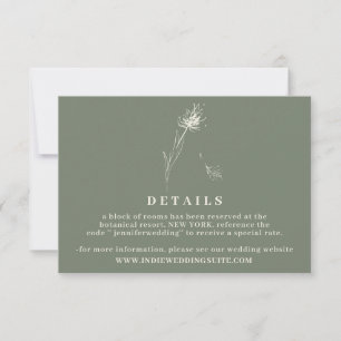 Invitation Dandelion Flower Boho Sage Simple Mariage
