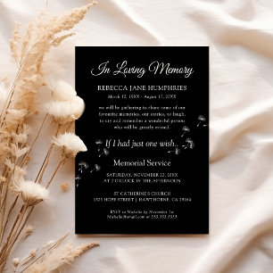 Invitation Dandelion funéraire   Célébration de la vie