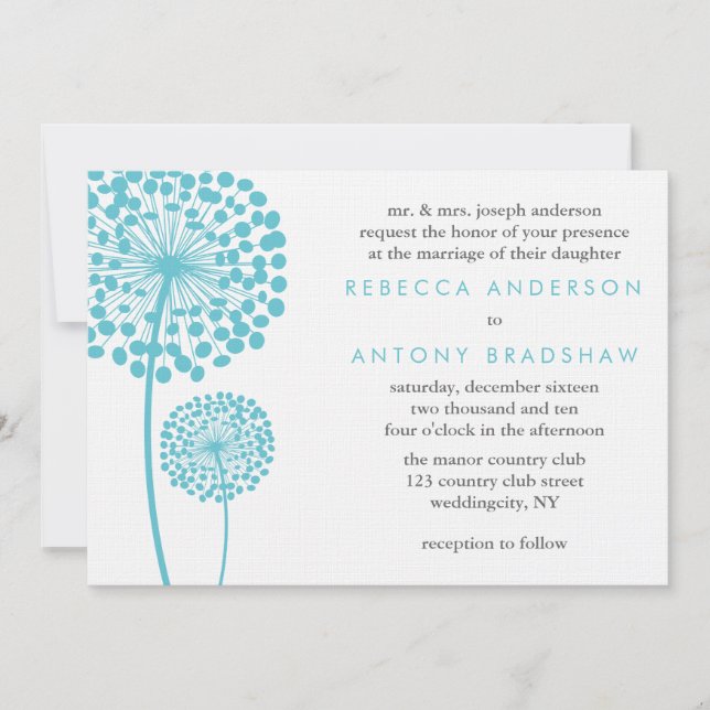 Invitation Dandelion souhaite Mariage (Devant)