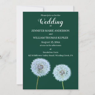 Invitation Dandelions Dandelion Horloges Mariage vert foncé