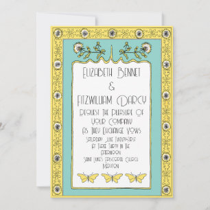 Invitation Dandelions et papillons de printemps Art nouveau