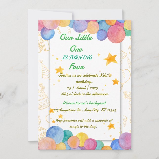 Invitation d'anniversaire (Devant)