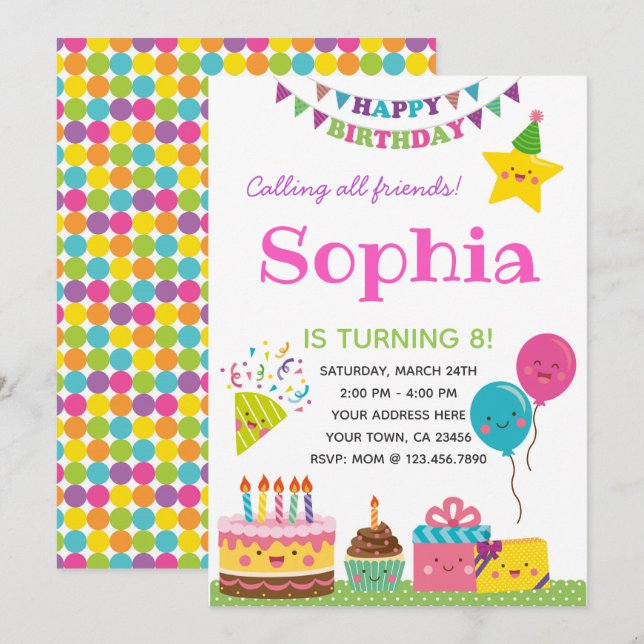 Invitation d'anniversaire (Devant / Derrière)
