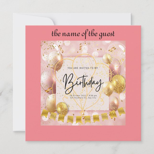 invitation d'anniversaire (Devant)