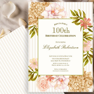 Invitation d'anniversaire 100 ans Fleurs d'Automne