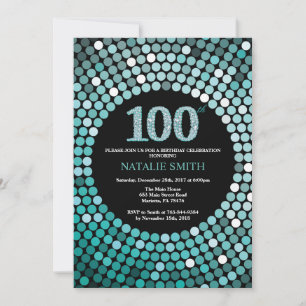 Invitation d'anniversaire 100 ans Noir et Paillett