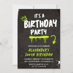 Invitation d'anniversaire 100 ans noir Peinture Gr