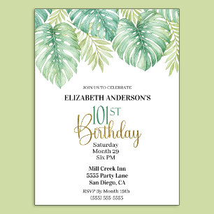 Invitation d'anniversaire 101 ans aux feuilles tro