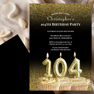 Invitation d'anniversaire 104 ans pour lui noir et