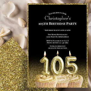 Invitation d'anniversaire 105 ans pour lui noir et