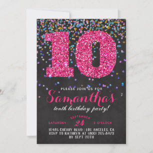 Invitation d'anniversaire 10 ans confettis