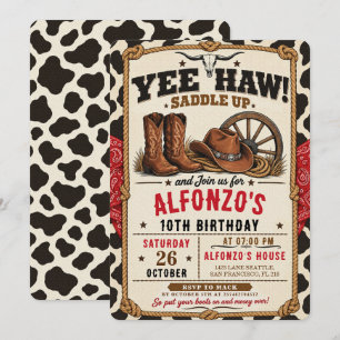 Invitation d'anniversaire 10 ans Cowboy Cowgirl We