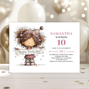 Invitation d'anniversaire 10 ans pour une jolie pe