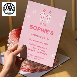 invitation d'anniversaire 11 ans rose pour filles