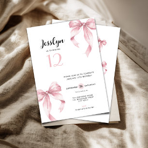 Invitation d'anniversaire 12 ans Coquette Ruban Ro