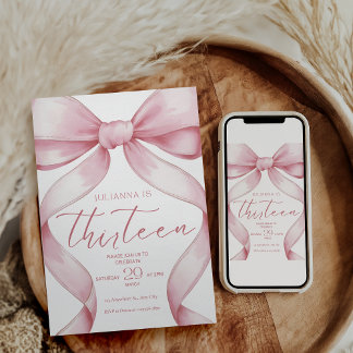 Invitation d'anniversaire 13 ans Coquette Rose Inv