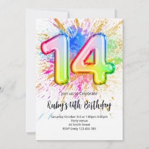 Invitation d'anniversaire 14 ans Arc-en-Ciel