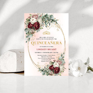 Invitation d'anniversaire 15 ans Fleurs rouges pro