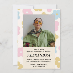 Invitation d'anniversaire 15 ans Rétro Groovy Flor