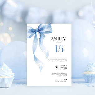 Invitation d'anniversaire 15 ans Ruban Bleu pour a
