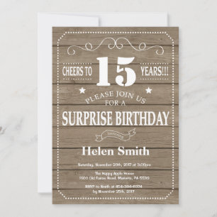 Invitation d'anniversaire 15 ans Rustic Surprise