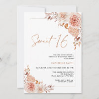 Invitation d'anniversaire 16 ans Boho Floral coule