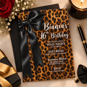 Invitation d'anniversaire 16 ans Imprimé Black & L