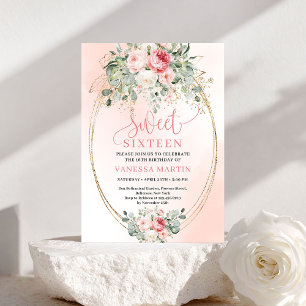 Invitation d'anniversaire 16 ans Princesse Rose Bl