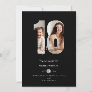 Invitation d'anniversaire 18 ans avec photo pour f
