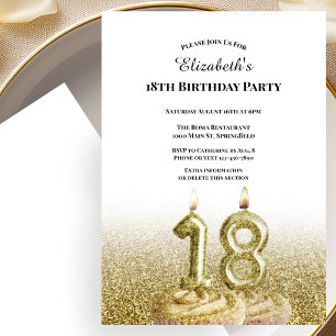 Invitation d'anniversaire 18 ans blanche et or pou