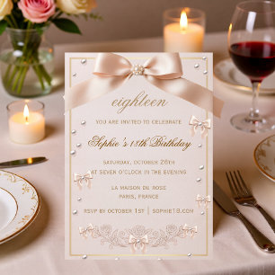 Invitation d'anniversaire 18 ans fille Coquette Ro