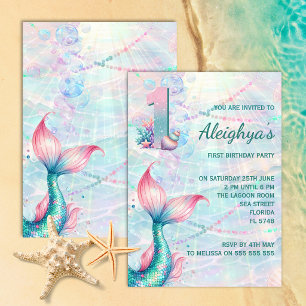 Invitation d'anniversaire 1 an de Sirène Magique