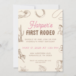 Invitation d'anniversaire 1 an Mon Premier Rodéo F
