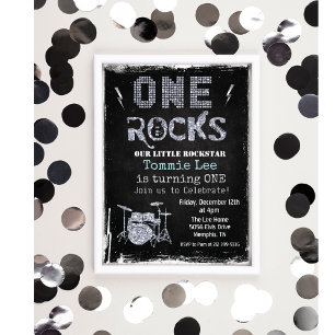 Invitation d'anniversaire 1 an One Rocks Rockstar