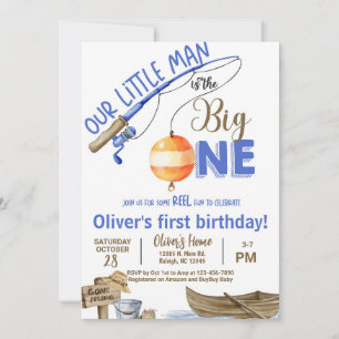 Invitation d'anniversaire 1 an pour pêcheur / garç
