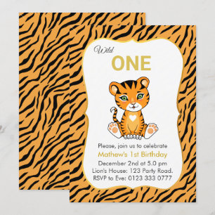 Invitation d'anniversaire 1 an Tigre Sauvage Migno