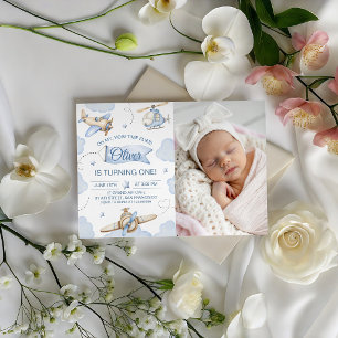 Invitation d'anniversaire 1 an Time Flies Photo Av